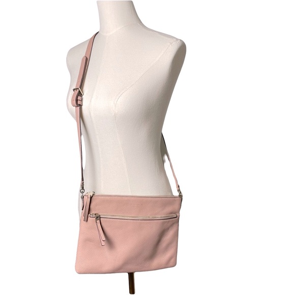 Kate Spade Pink Pebbled Leather Crossbody Bag Minimalist Travel Everyday - Picture 1 of 16